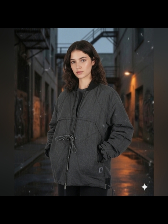 Free People Jackets & Blazers - Free People Dark Gray Oversized Bomber Jacket (Lg)